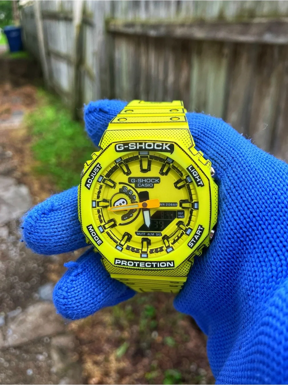 Custom G Shock Yellowish Green cartoon style colorway